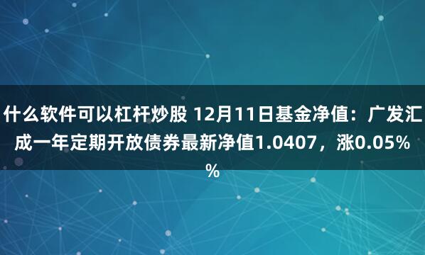 什么软件可以杠杆炒股 12月11日基金净值：广发汇成一年定期开放债券最新净值1.0407，涨0.05%