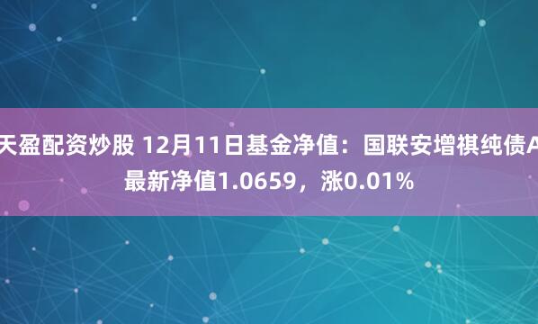 天盈配资炒股 12月11日基金净值：国联安增祺纯债A最新净值1.0659，涨0.01%