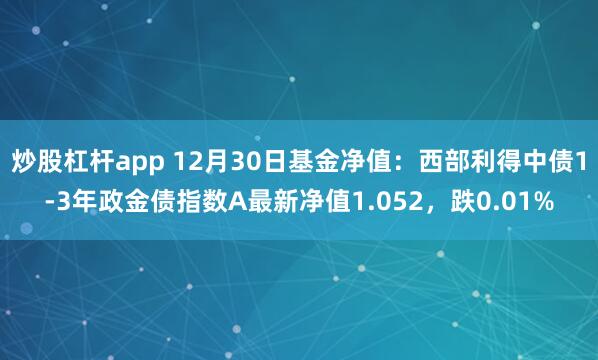 炒股杠杆app 12月30日基金净值：西部利得中债1-3年政金债指数A最新净值1.052，跌0.01%