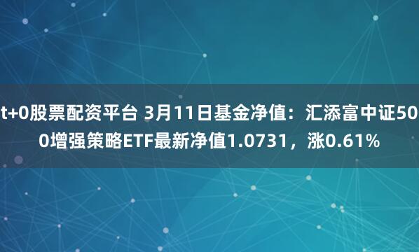 t+0股票配资平台 3月11日基金净值：汇添富中证500增强策略ETF最新净值1.0731，涨0.61%