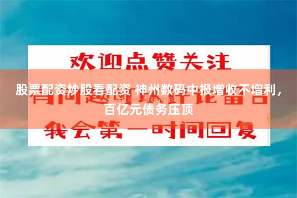 股票配资炒股看配资 神州数码中报增收不增利,百亿元债务压顶