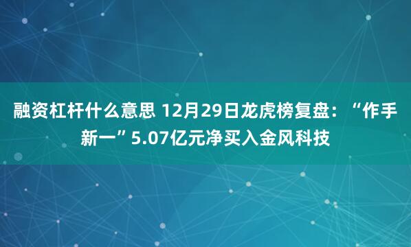 融资杠杆什么意思 12月29日龙虎榜复盘：“作手新一”5.07亿元净买入金风科技